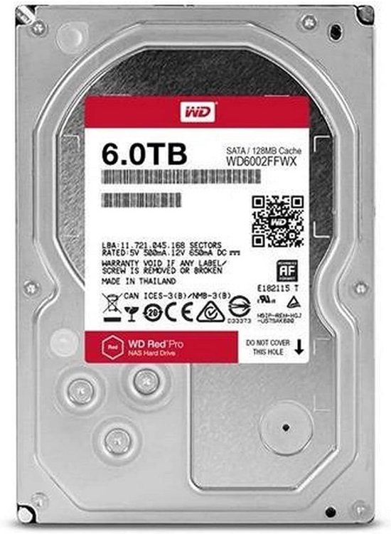 Interne Harde Schijf 6 TB SATA 7200 RPM voor NAS Systemen 1-16 Bay van Merkloos