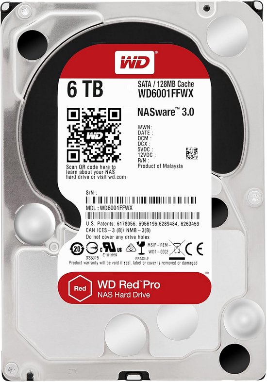 Interne harde schijf 6TB SATA 6 Gb/s 3,5 inch voor NAS en servers van Merkloos