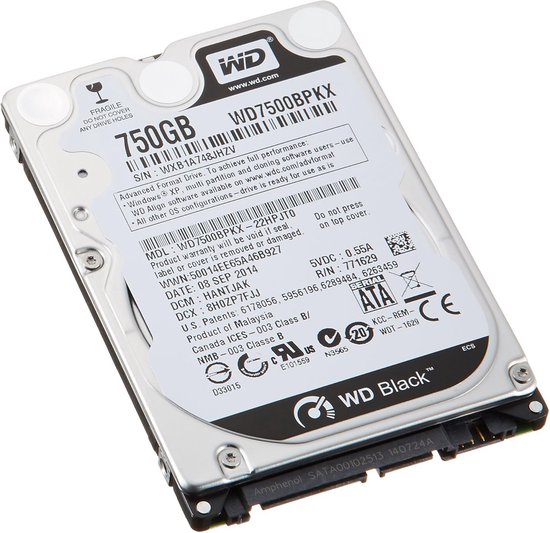 Interne Harde Schijf 750GB 2.5 Inch 7200RPM SATA voor Laptops en PC van Merkloos