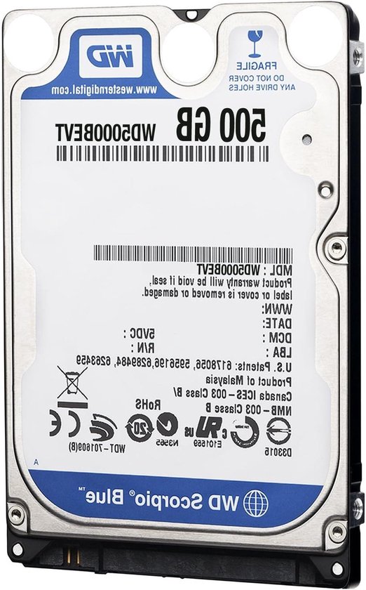 Interne Harde Schijf - Harde Schijf Opslagmedium - Data Opslag - Laag Stroomverbruik - 500 GB - Blauw