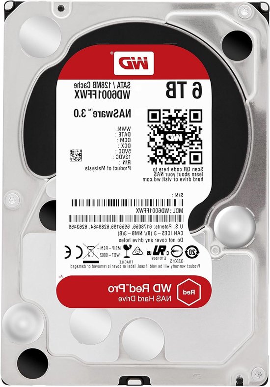 Interne Harde Schijf - NAS Schijf HDD - Opslag Uitbreiden - Geoptimaliseerd voor NAS - 6TB - Rood
