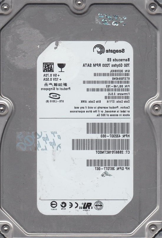 Interne Harde Schijf - Opslag Medium - Bestanden Opslaan - SATA Aansluiting - 750 GB - Zilver