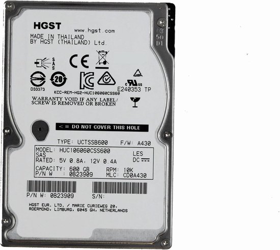 Interne Harde Schijf - Opslag Medium - Snelle Data Opslag - 10000 RPM Snelheid - 600 GB Capaciteit - Zilver