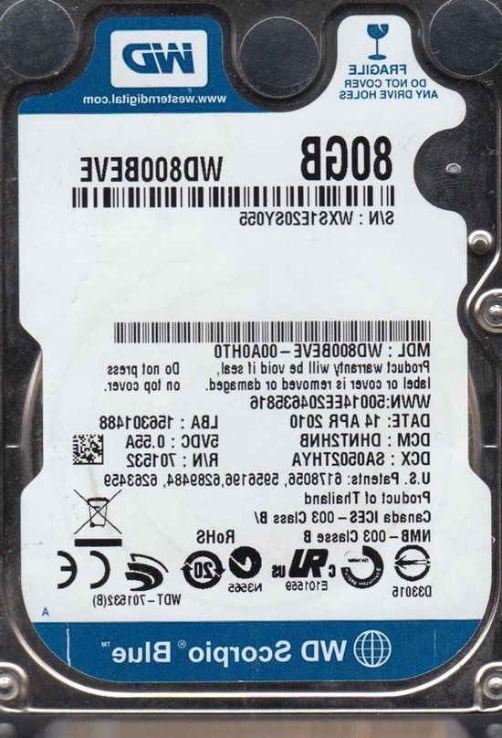 Interne Harde Schijf - Opslag Schijf - Computer Uitbreiding - IDE Aansluiting - 80 GB - Zilver