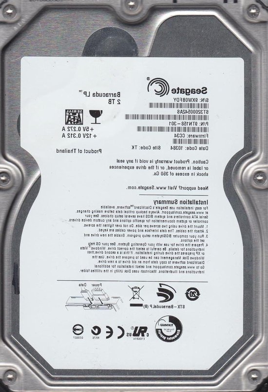 Interne harde schijf - Opslag schijf - Data opslaan - Laag stroomverbruik - 2 TB - Zwart