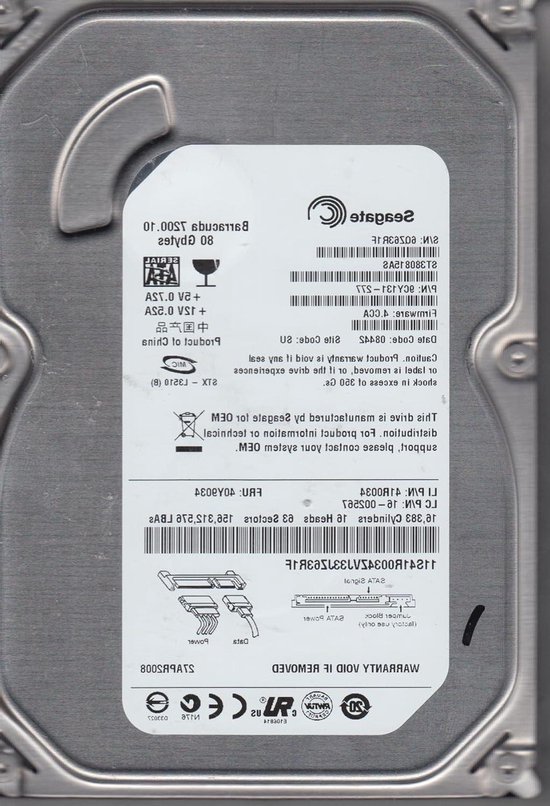 Interne Harde Schijf - Opslagmedium Data - Computer Uitbreiding - Snelle Data Transfer - 80 GB - Zilver