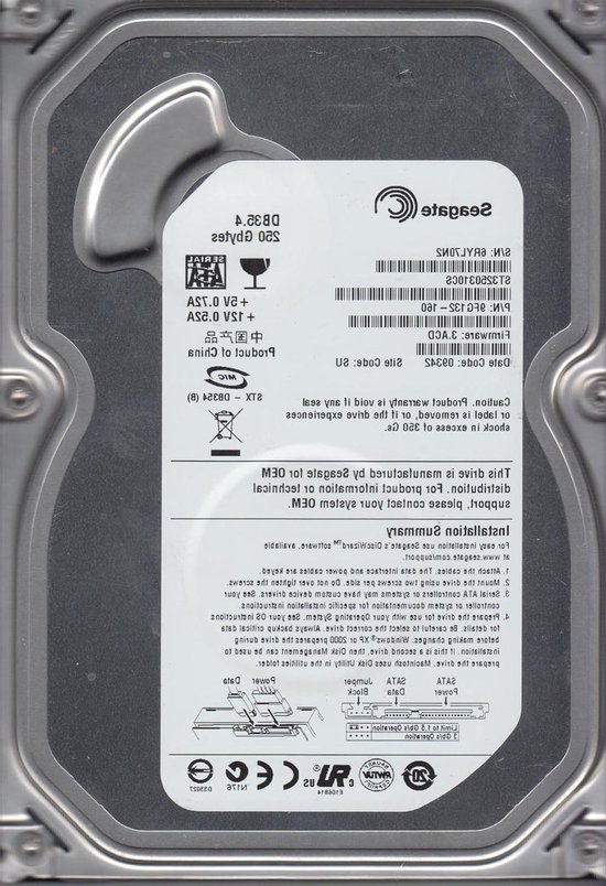 Interne Harde Schijf - Opslagmedium - Data Opslag - Hoge Overdrachtssnelheid - 250 GB - Zilver