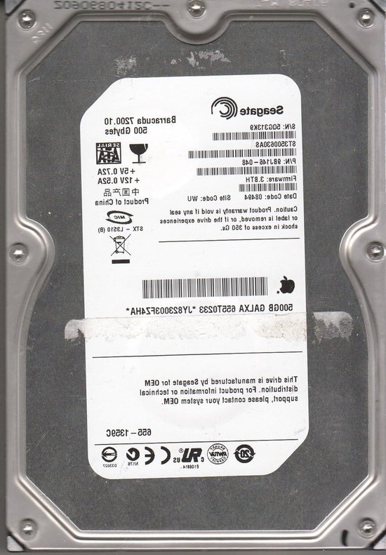 Interne Harde Schijf - Opslagstation - Data Opslag - 7200 RPM - 500 GB - Zilver
