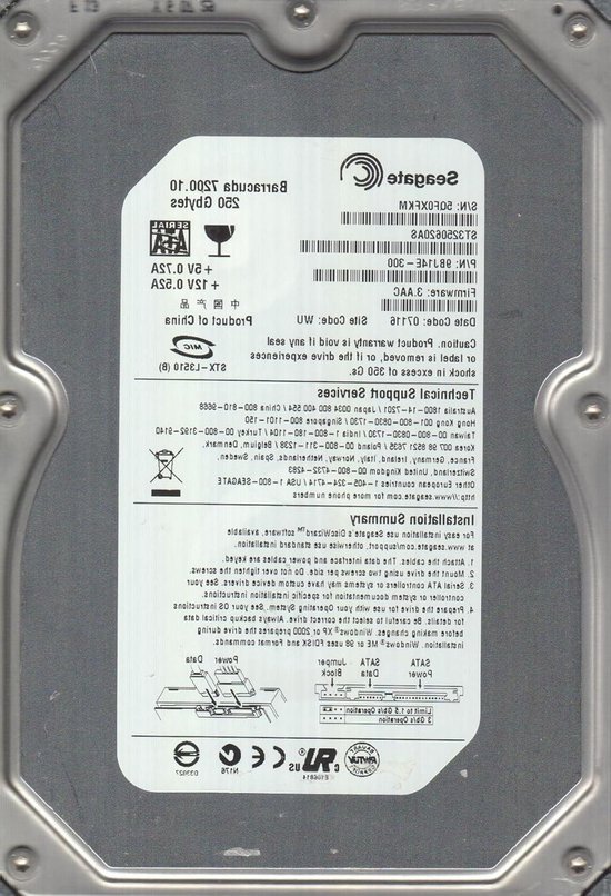Interne Harde Schijf - Opslagstation - Data Opslag - SATA 6 Gb/s - 250 GB - Zilver