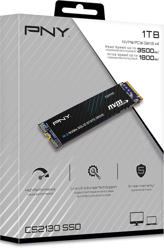 Interne SSD 1TB - Solid State Drive - Snellere Computer Opstarten - NVMe Interface - M.2 - Zwart van Merkloos