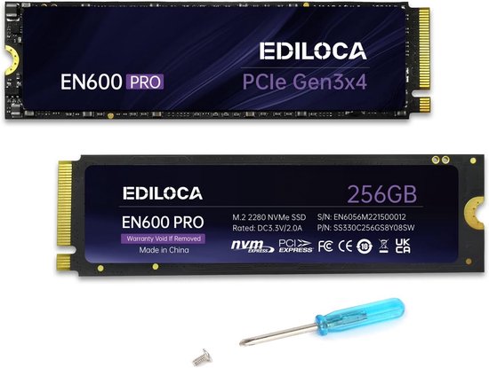 Interne SSD 256 GB NVMe M.2 2280 PCIe Gen3 voor Snelle Prestaties in Desktop en Laptop