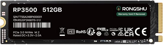 Interne SSD - M.2 Opslag - Computer Upgrade - PCIe Gen3x4 Snelheid - 512GB - Zwart