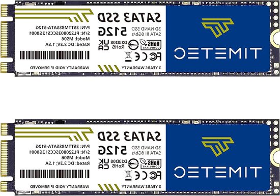 Interne SSD - Opslag M.2 - Computer Upgrade - 3D NAND Technologie - 512 GB (2 stuks)