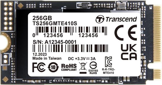Interne SSD - Opslag M.2 - Snelle Data Transfer - PCIe Gen4x4 Interface - 256 GB - Zwart