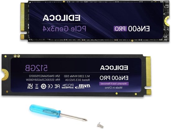 Interne SSD - Opslag M.2 - Sneller Laden - NVMe PCIe Gen3 - 512GB - Zwart