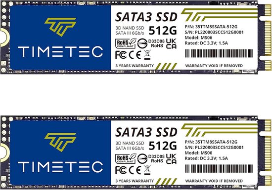 Interne SSD - Opslag Schijf - Computer Upgrade - 3D NAND Technologie - 2x 512 GB - Zilver