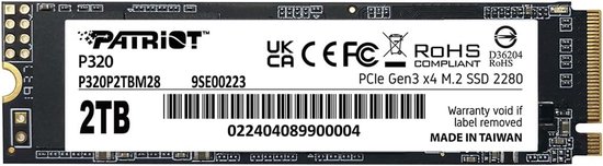 Interne SSD - Opslag Schijf - Sneller Laden - NVMe PCIe Gen3 - 2 TB - Zwart