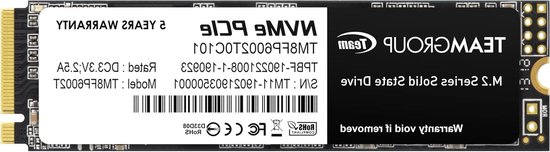 Interne SSD - Solid State Drive Opslag - Sneller Laden - PCIe Gen3x4 Interface - 2000GB - Zwart