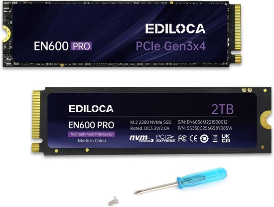 Interne SSD - Solid State Drive - Snellere Opslag - NVMe PCIe Gen3 - 2 TB - Zwart