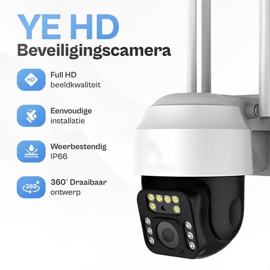 IP Camera - Full HD Beveiligingscamera - WiFi Verbinding - Draaibaar - Nachtzicht en Bewegingsdetectie van Merkloos