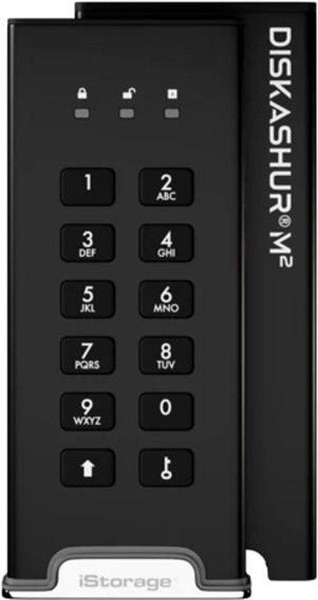 iStorage diskAshur M2 - externe harde schijf - M2 SSD - 2 TB - USB - 256-bit - Zwart van Merkloos