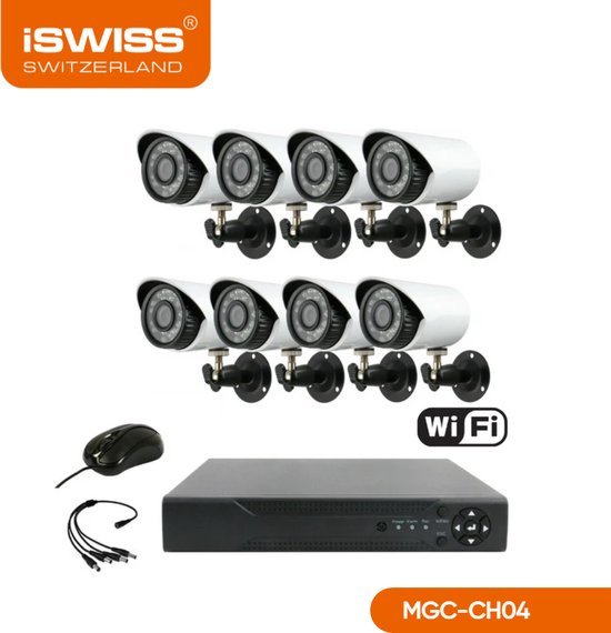 iSwiss - 8 Beveiligingscamera - Smart IP Camera - 4K Ultra HD - Met Audio - Bekabeld van ISWISS