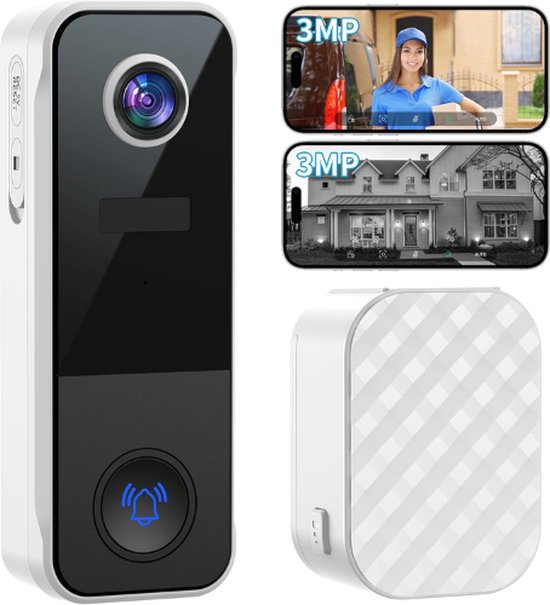 JB® Video Deurbel Met Camera - Deurbel - Video Deurbel Met Camera En Wifi - Video Deurbel - Video Deurbel Met Camera Draadloos - Video Deurbel Draadloos - Deurbel Met Camera Draadloos Wifi - Nachtzicht - Waterdicht - Intelligente Detectie - 5200mAh van JB®