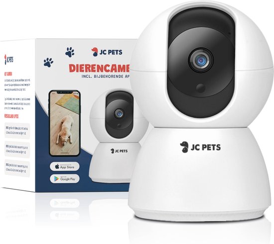 JC Pets Huisdiercamera met App 3MP 2048 x 1536P - 360° Hondencamera en Beveiligingscamera met Wifi - Multifunctionele Baby Camera van JC Pets