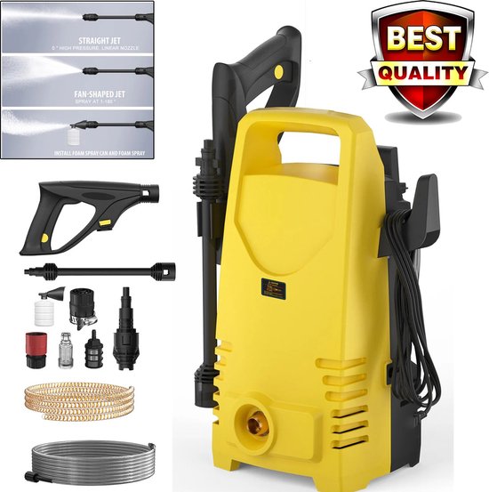 Jeghi® Elektrische Hogedrukreiniger -Hogedrukspuit - Cleaner - Huis en Tuin Reiniger - Auto Reiniger - Krachtig - 7m slang - 5L/min - 28x17x15 cm van Jeghi®