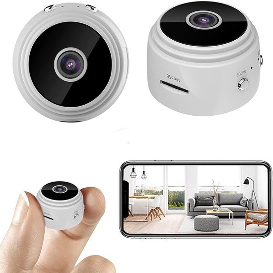 JeiibrZui Draadloze Beveiligingscamera - 1080P Hd Mini Wifi Camera - Helder Live Beeld En Bewegingsdetectie - 1 - Ideaal Voor Thuis Gebruik In Wit