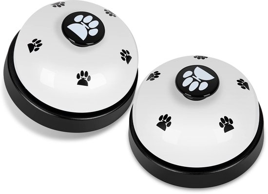 JeiibrZui Hondendeurbel - Deurbel voor huisdieren voor uitstapjes - Luide bel + gemakkelijk in te drukken knop, helpt effectief bij zindelijkheidstraining - 2 stuks - Geschikt voor kleine honden en katten, wit