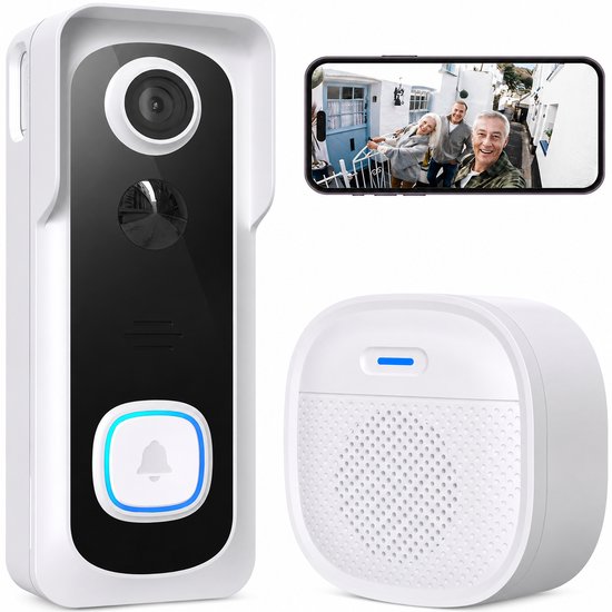 Jensaro Draadloze Videodeurbel Met Camera - 2K HD Wifi Deurbel - Bewegingsdetectie - Nachtzicht En Intercom - Met Binnenbel
