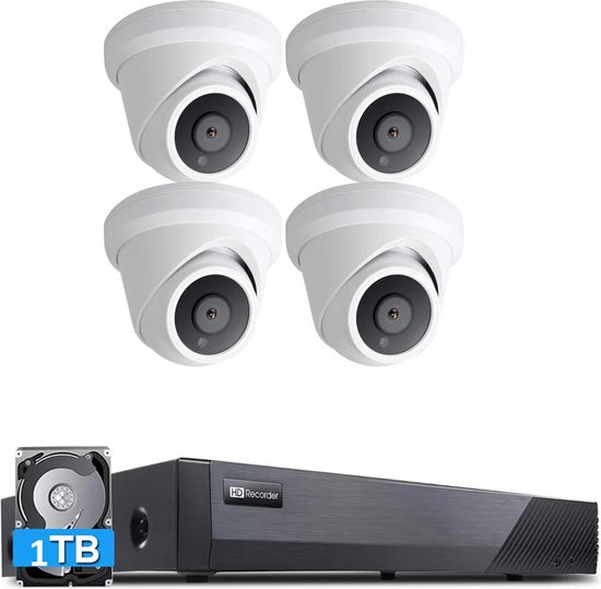 JL - 4CH 4K POE NVR Kit 8MP Outdoor IP66 waterdichte torentje IP-camera 1T HDD CCTV-systeem van Jennov