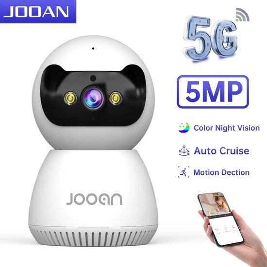 Jooan 5MP/3MP IP Camera met 5G WiFi - Beveilig je Huis met Slimme Kleuren Nachtzicht en Intelligente Bewegingsdetectie - AI Tracking - Videobewaking en Smart Babyfoon in één - Wit van Jooan