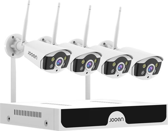 Jooan - Beveiligingscamerasysteem - met 10 CH POE HD NVR - 3 Megapixels - 4 camera's - Tweerichtingsaudio van Jooan