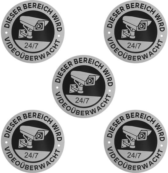 KARZO - X-bord Videobewaking Privéterrein Rotundity Waarschuwing Videobewaking Bord Camerabewaking Bord Zelfklevend van Merkloos