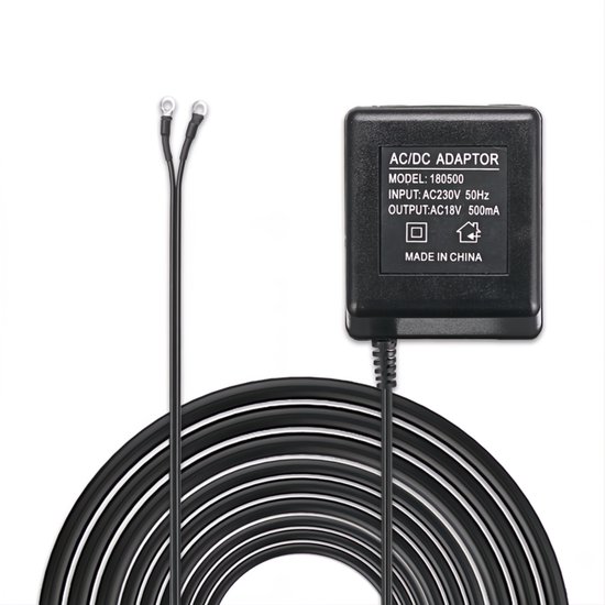 Kbstronics deurbel adapter geschikt voor ring / pro / pro 2 /Eufy 1080 /2k / 2k pro 5M - 18 volt 500 mah - geschikt voor ALLE deurbellen die werken op 18 volt - universele seurbel adapter - 5 meter