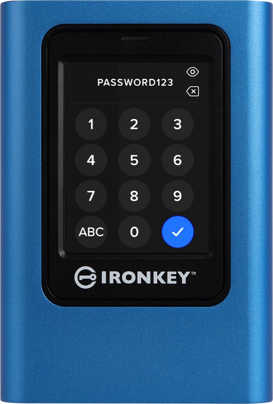 Kingsong IronKey Vault Privacy 80 960 GB Externe harde schijf (3,5 inch) USB-C Blauw IKVP80ES/960G
