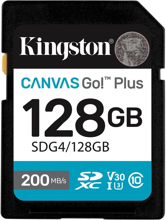 Kingston Technology 128GB SDXC Canvas Go Plus Gen4 200MB/s C10 UHS-I U3 V30 van Kingston