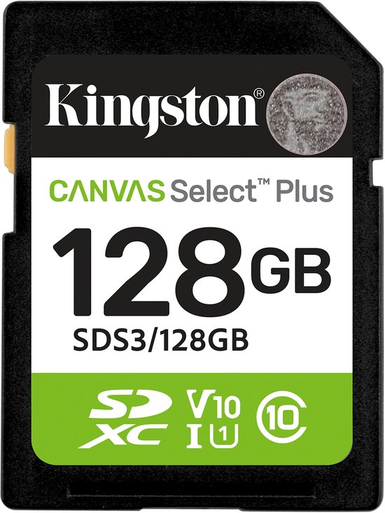 Kingston Technology 128GB SDXC Canvas Select Plus Gen3 150MB/s C10 UHS-I U1 V10 van Kingston