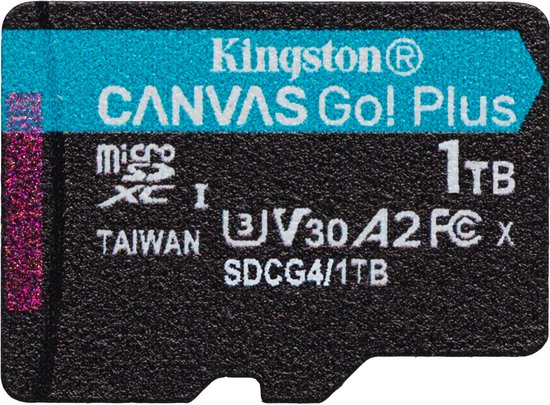 Kingston Technology 1TB microSDXC Canvas Go! Plus Gen4 200R A2 U3 enkel pakket zonder adapter van Kingston