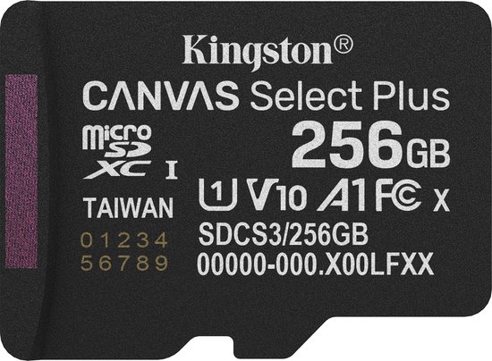 Kingston Technology 256GB micSDXC Canvas Select Plus Gen3 150R A1 enkel pakket zonder ADP van Merkloos