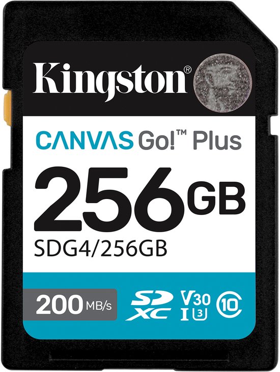Kingston Technology 256GB SDXC Canvas Go Plus Gen4 200MB/s C10 UHS-I U3 V30 van Kingston