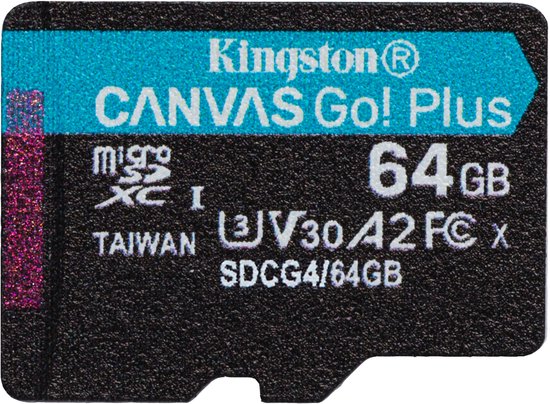 Kingston Technology 64GB microSDXC Canvas Go! Plus Gen4 200R A2 U3 enkel pakket zonder adapter van Merkloos