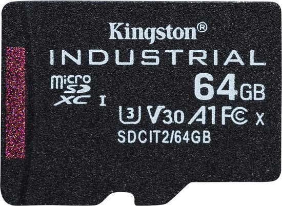Kingston Technology 64GB microSDXC Industrial C10 A1 pSLC-kaart enkele verpakking zonder adapter