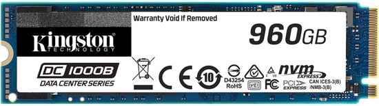 Kingston Technology DC1000B 960 GB M.2 PCI Express 3.0 NVMe 3D TLC van Merkloos