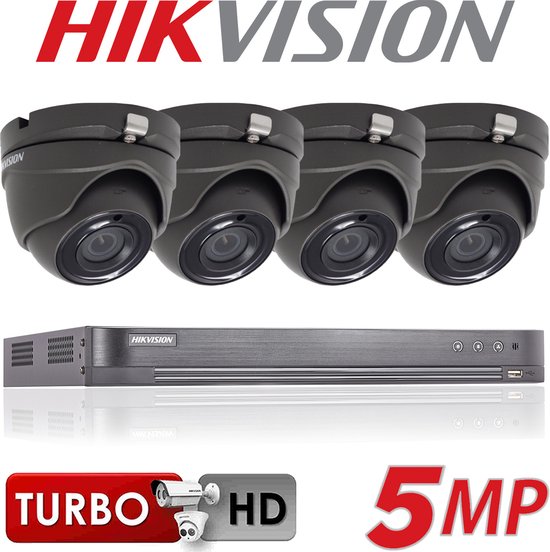 Kit HIKVISION 5 MP AUDIO DVR 4 CH HD - 4x Audio Turret Camera 5MP ZWART - 1TB van Hikvision