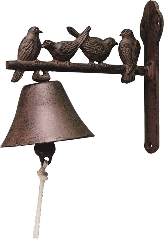 Klassieke deurbel vogels - bruin - gietijzer - 19 cm - Huisbenodigdheden - Klassieke deurbellen