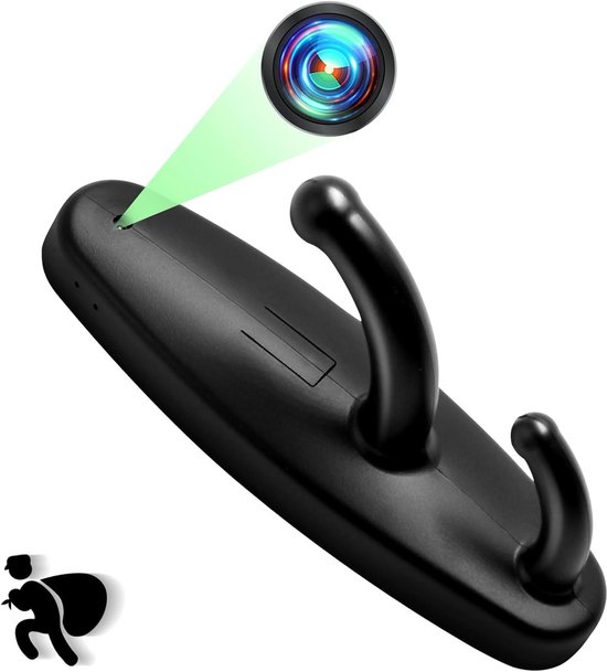 Kledinghaak Camera - Mini Videocamera - Objecten Bewaken - Bewegingsdetectie - 1080P HD - Zwart