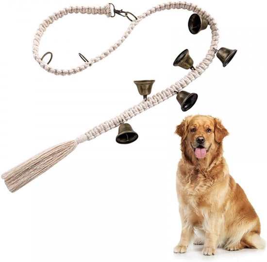 Klok voor honden om op te hangen, 6 klokken voor de training van huisdieren met verstelbaar katoenen touw, handgevlochten, hondenbellen voor deur, knop